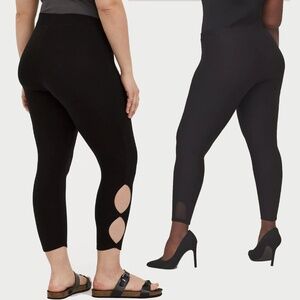 Torrid - BUNDLE Black Leggings - Fleece Lined Sheer Keyhole + Cutout Accent - 3X
